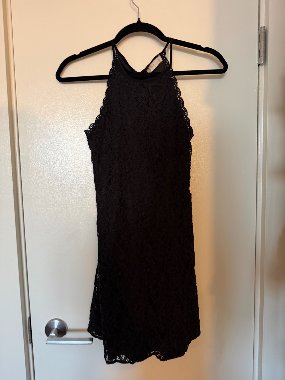 Altar'd State Black Lace Mini Halter Dress